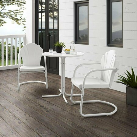CLAUSTRO Outdoor Bistro Set, White Satin - Bistro Table & 2 Chairs - 3 Piece 1813649